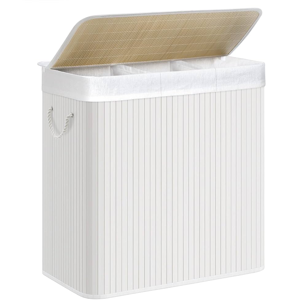 Songmics Kosz na Bieliznę, Biały, 150L/60 x 40 x 61,5 cm